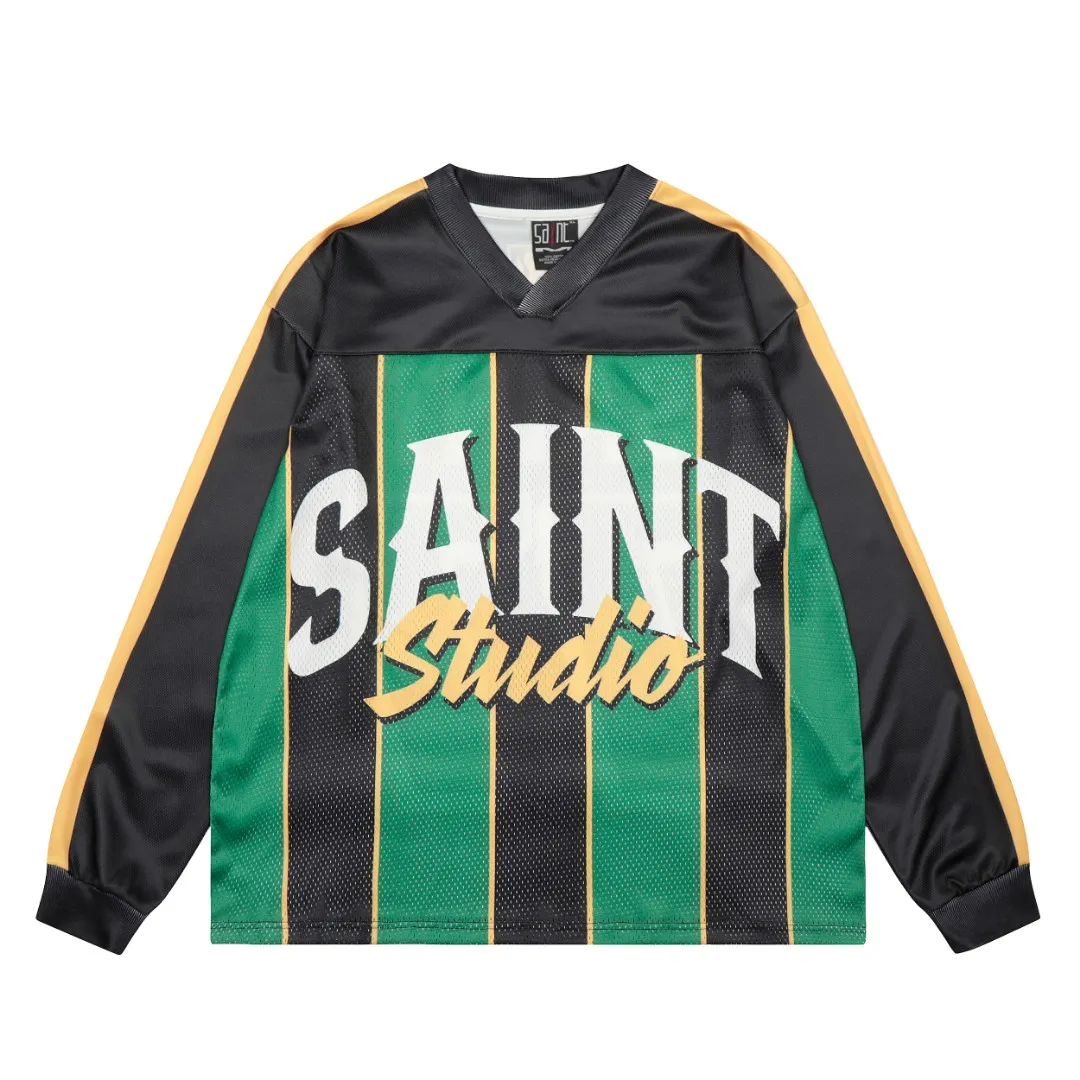 SAINT MICHAEL mesh splicing long-sleeved vintage bottoming shirt Style number: S3601 Size: M L XL Wholesale price: 136 Color: Picture color